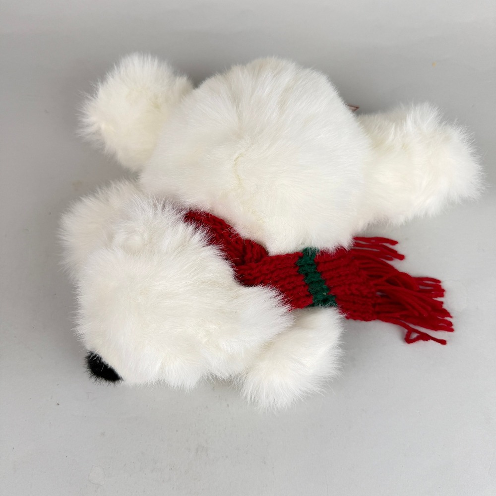 North Pole Express Polar Bear Toy White Plush Red Scarf 9 Inch